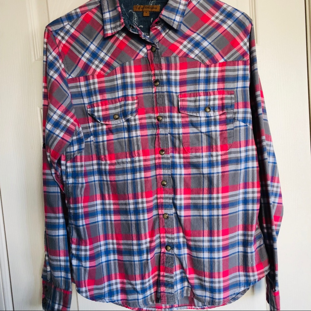 Jachs Girlfriend Bea snap button flannel shirt